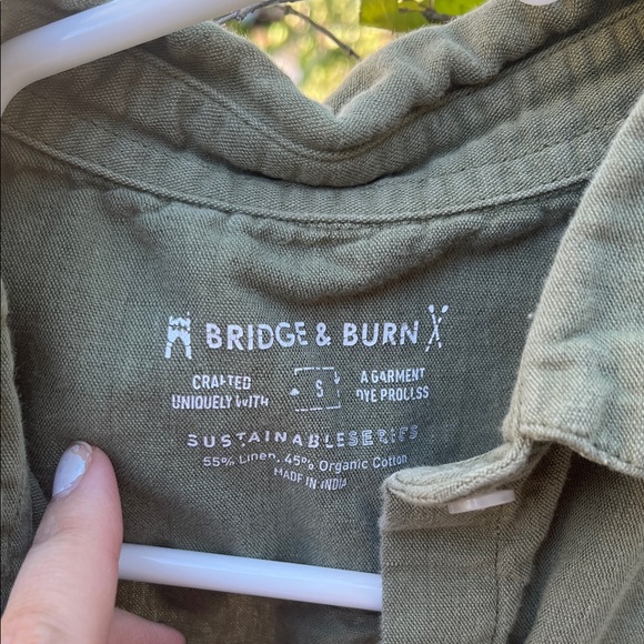 Olive Green Button-Up Shirt dress - Picture 2 of 4